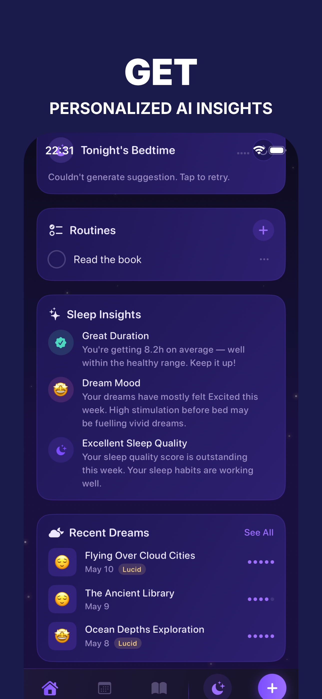 Personalized AI insights and recent dreams